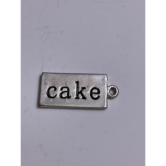 Silver Rectangular Double Sided Cake Charm Pendant For Jewelry Making Or Crafts - Picture 1 of 3